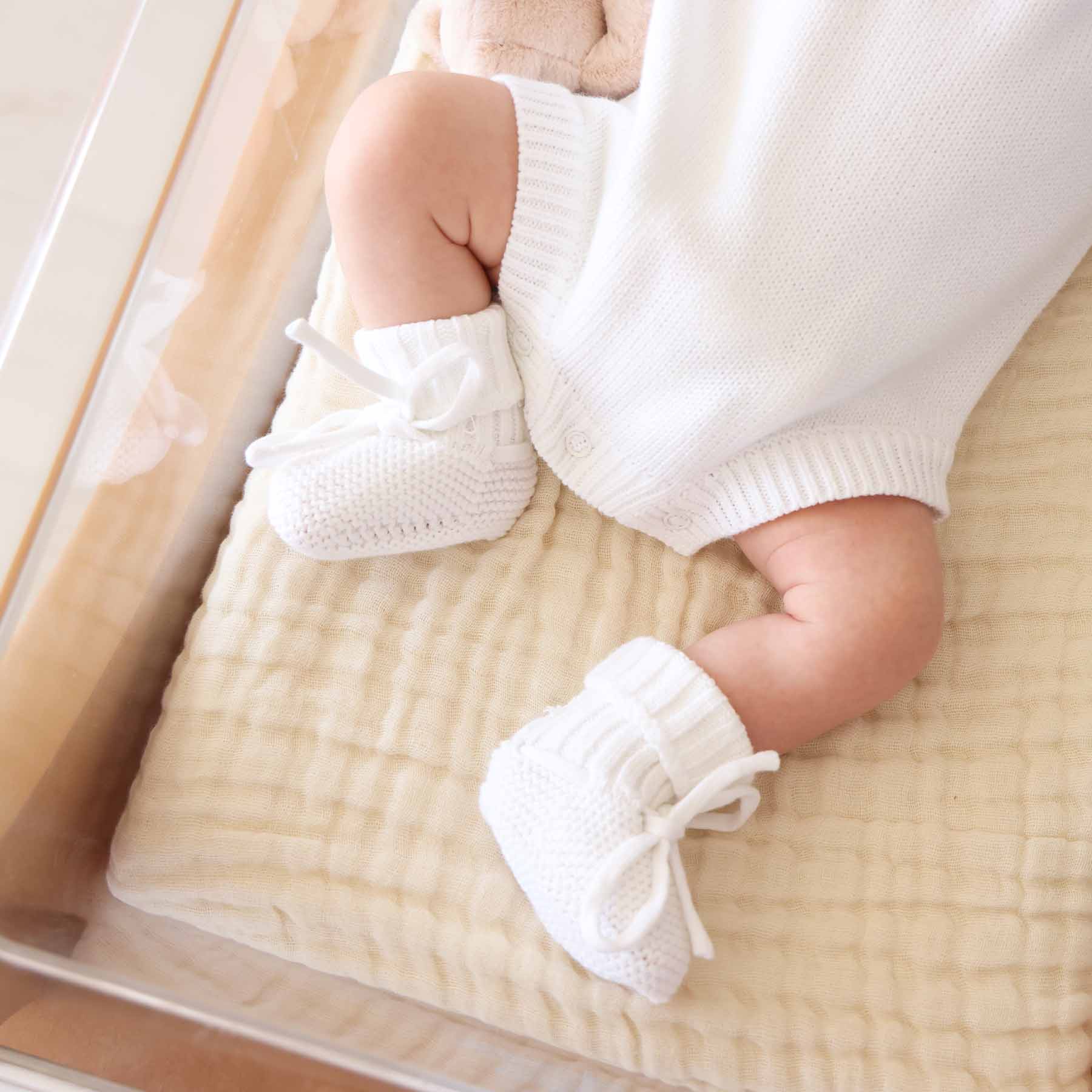 Knit Baby Booties | Snow - Image 4