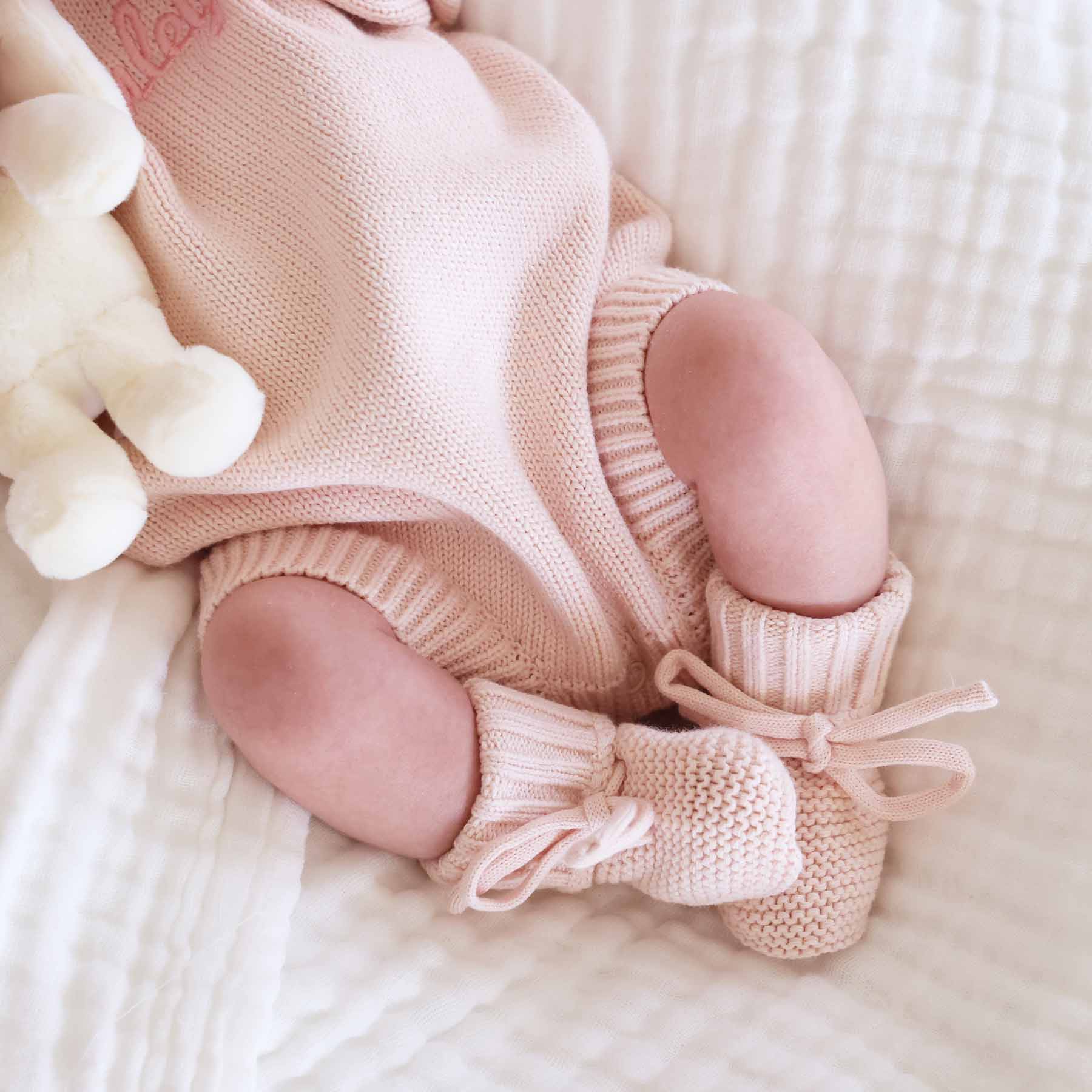Knit Baby Booties | Tea Rose - Image 4