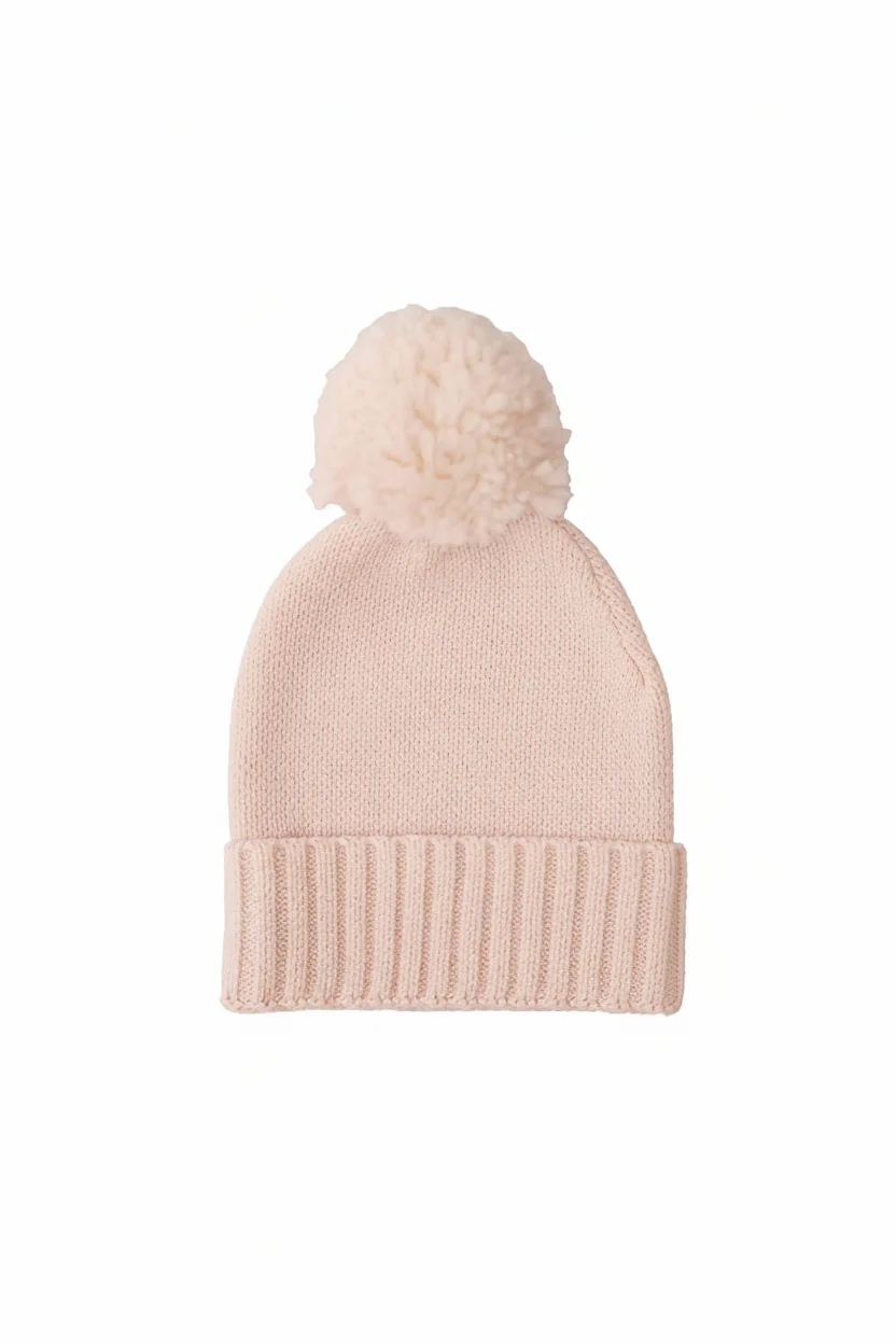 Knit Baby Pom Pom Beanie | Tea Rose - Image 2