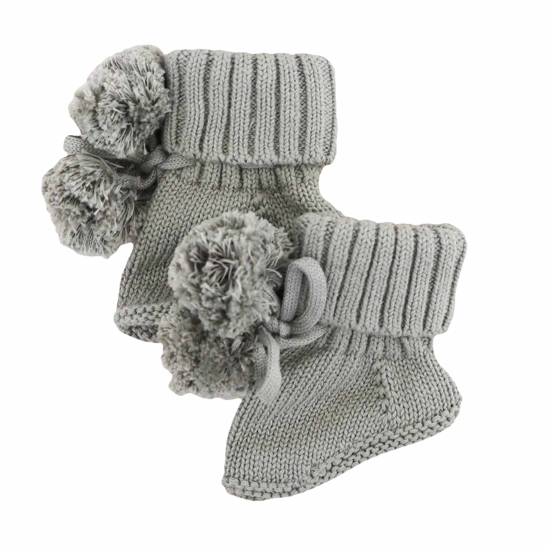 Knit Pom Pom Baby Booties - Image 2