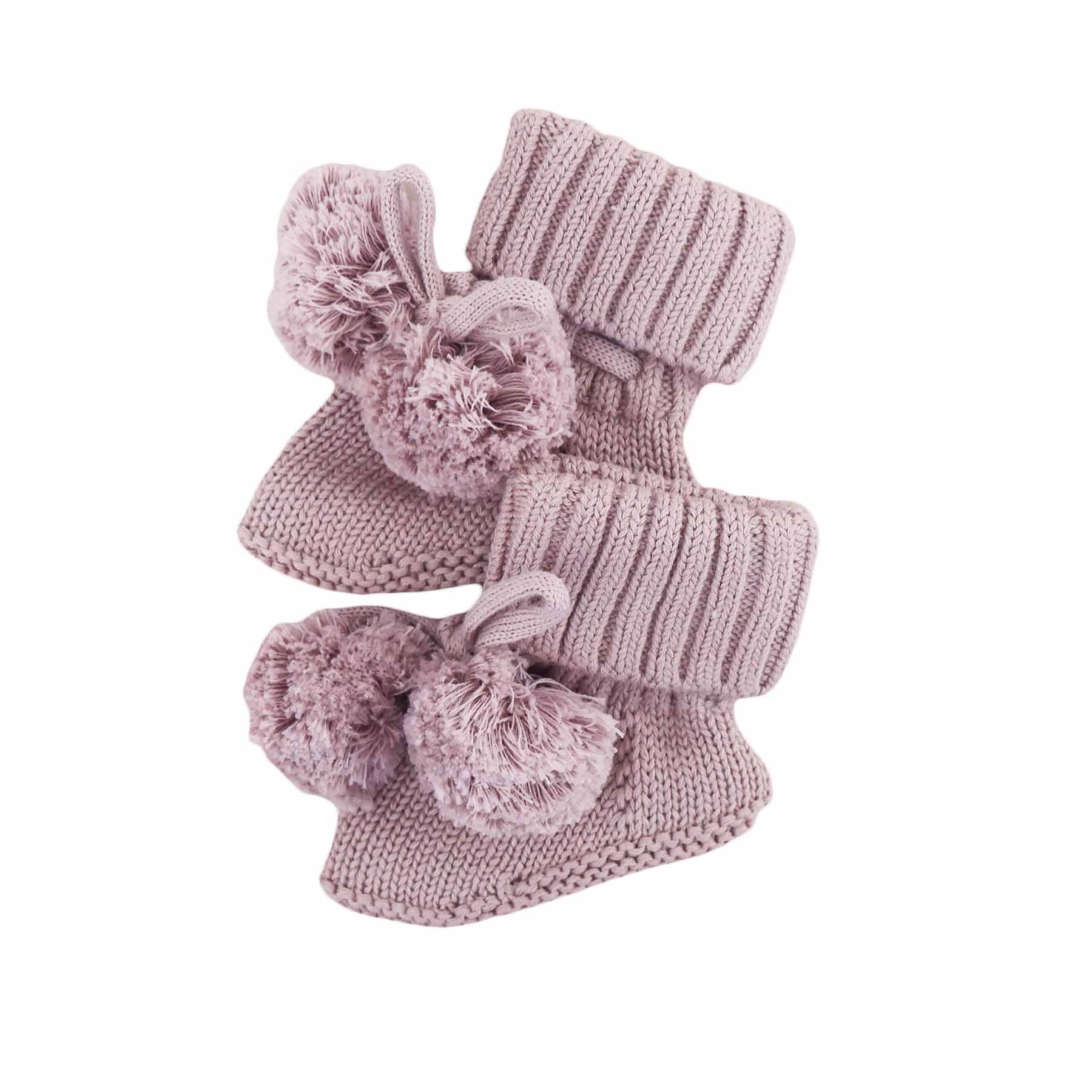 Knit Pom Pom Baby Booties - Image 4