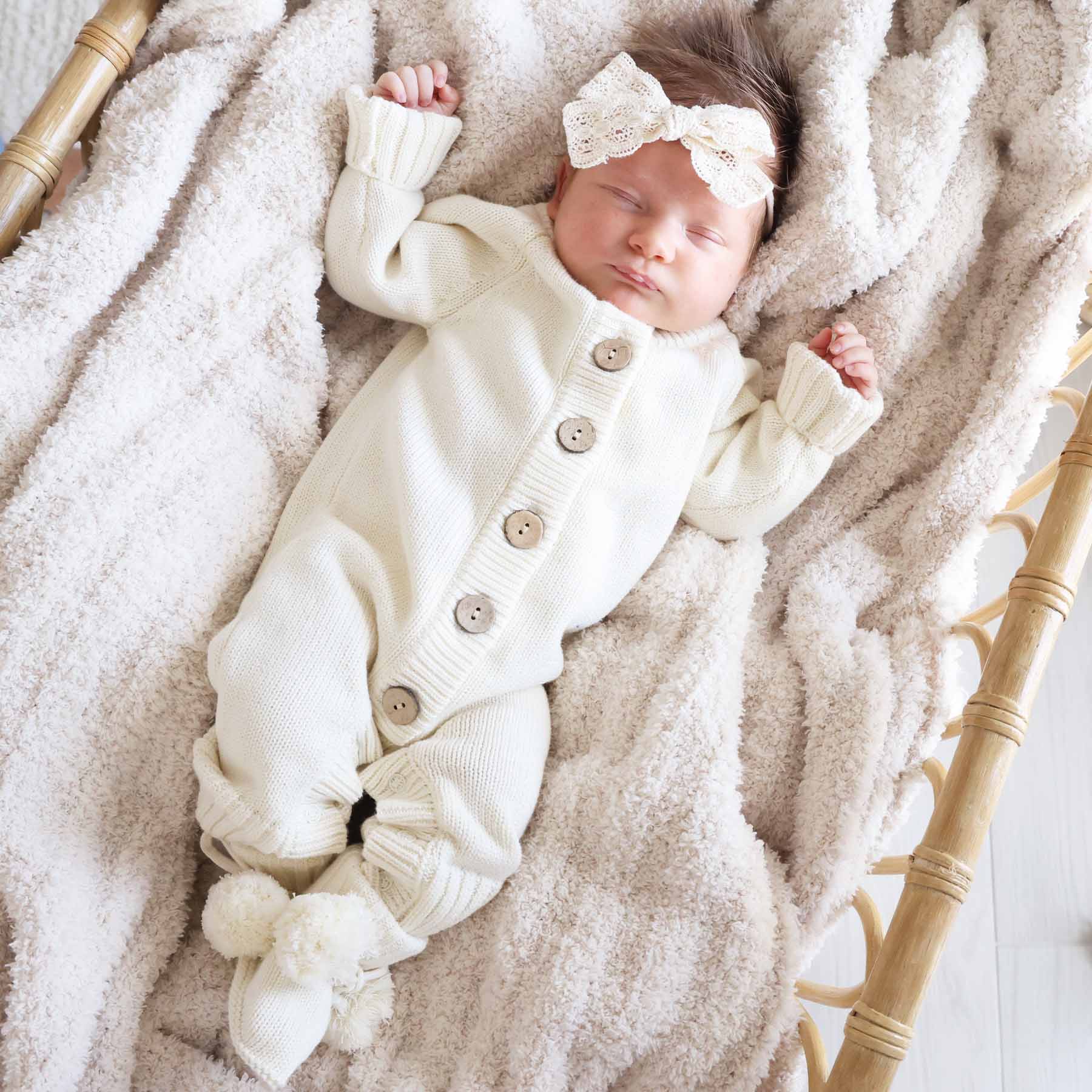 Knit Sweater Button Romper | Ivory - Image 3
