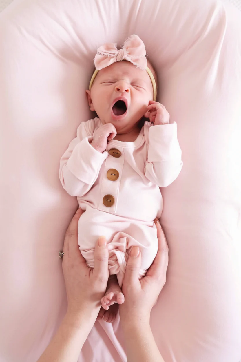 Solid Blush Bamboo Baby Knot Gown & Hat