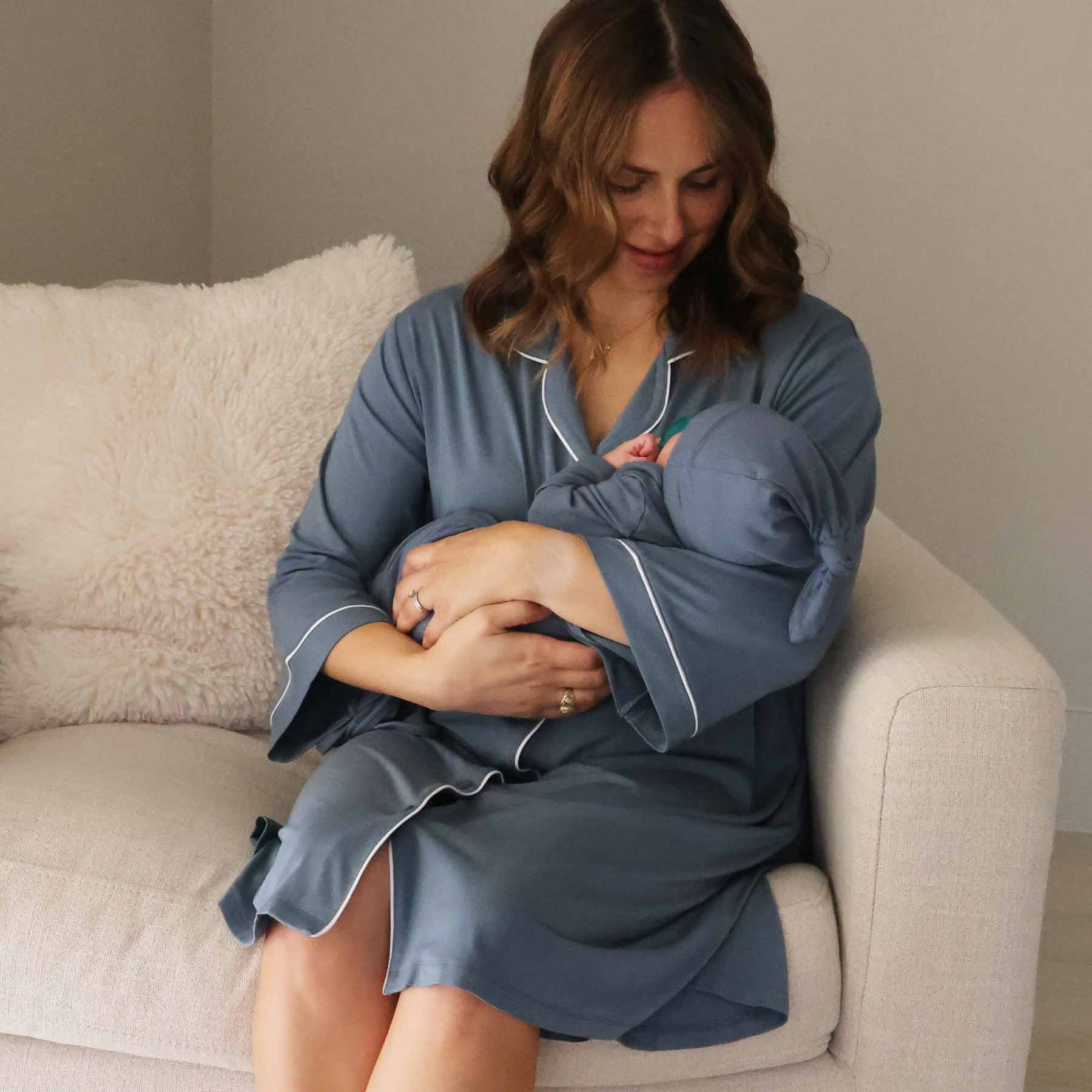 Labor & Delivery Nightgown | Dusty Blue - Image 4