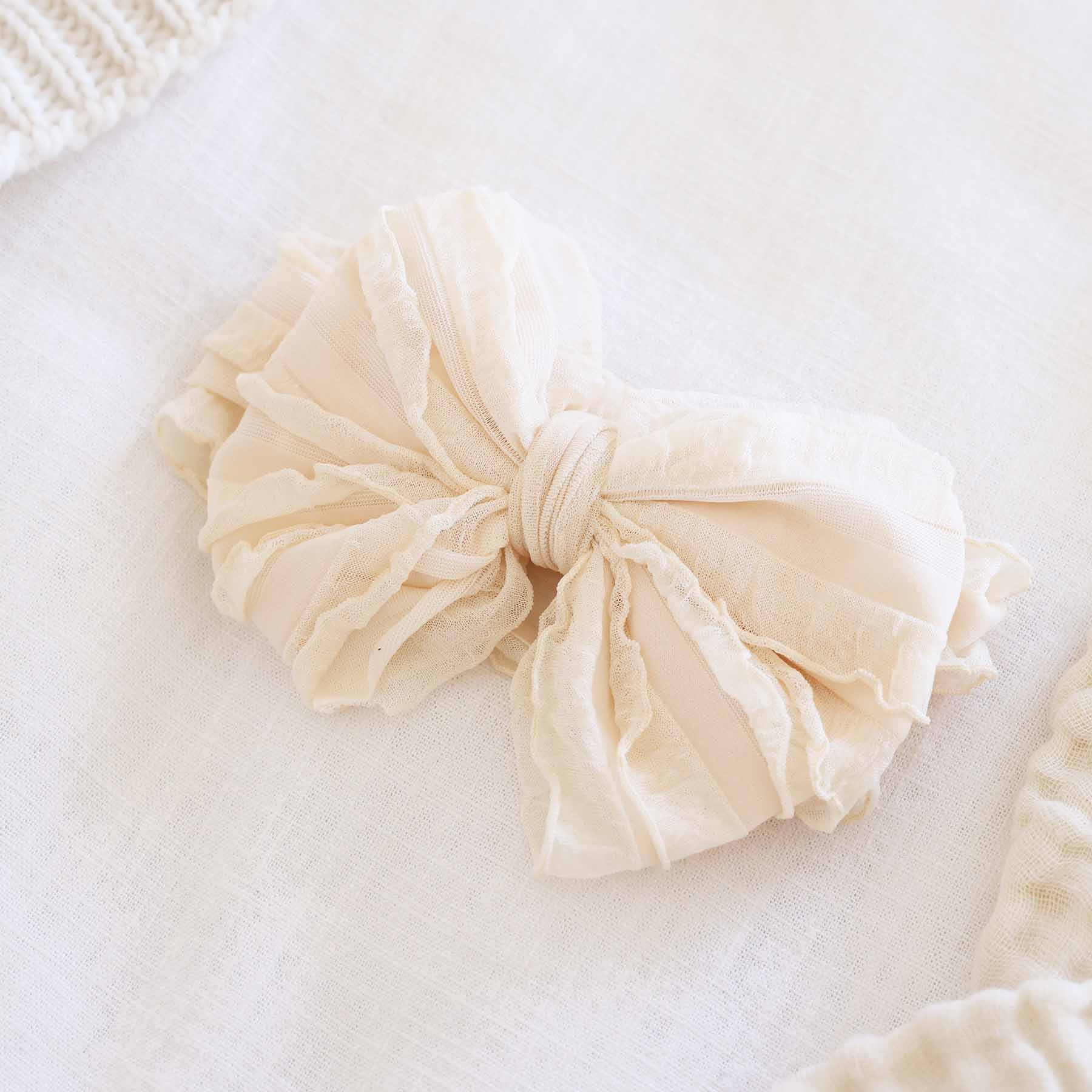 Large Ruffle Knit Bow | Pinks - Image 2