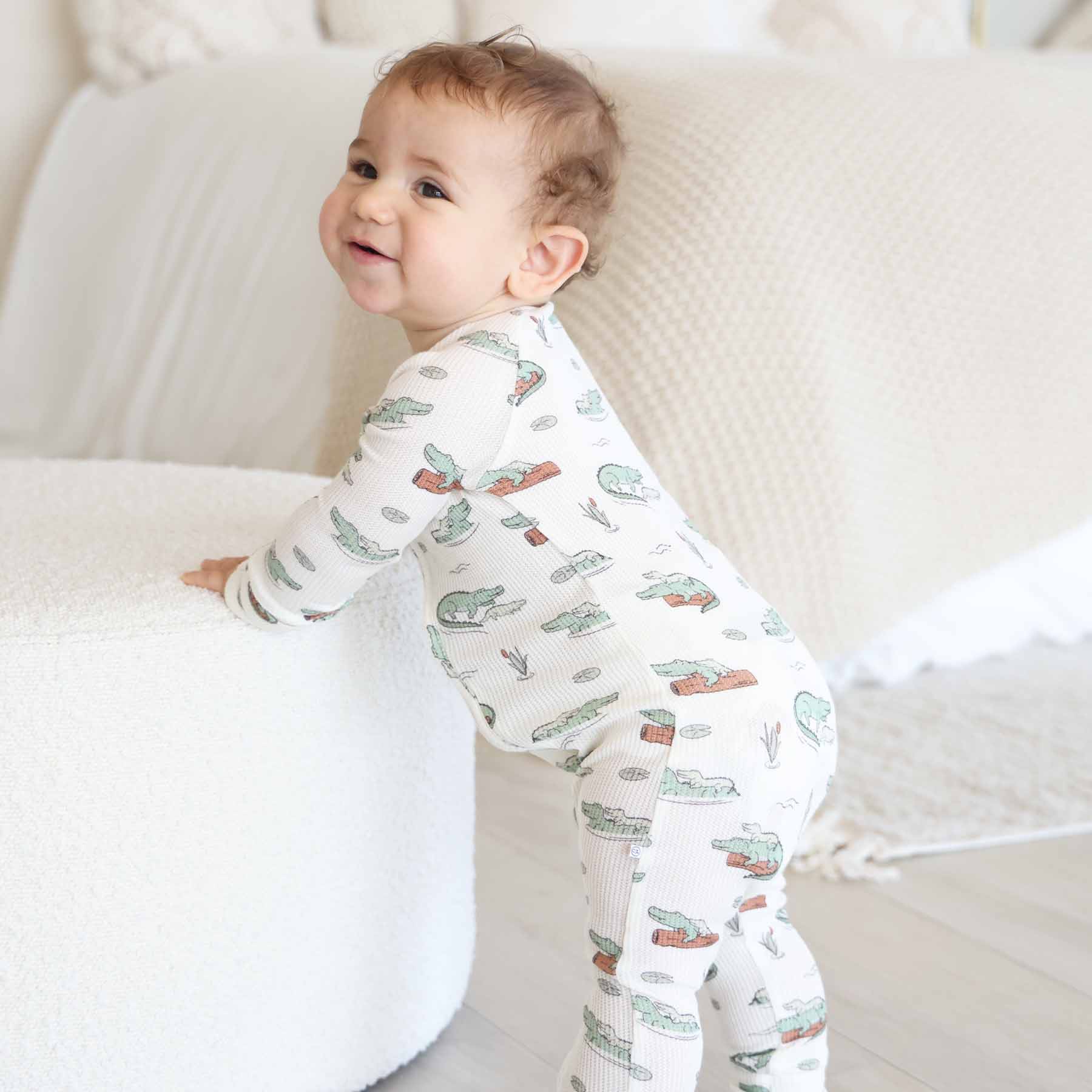 Later Gator Bamboo Waffle Convertible Zip Romper - Image 10