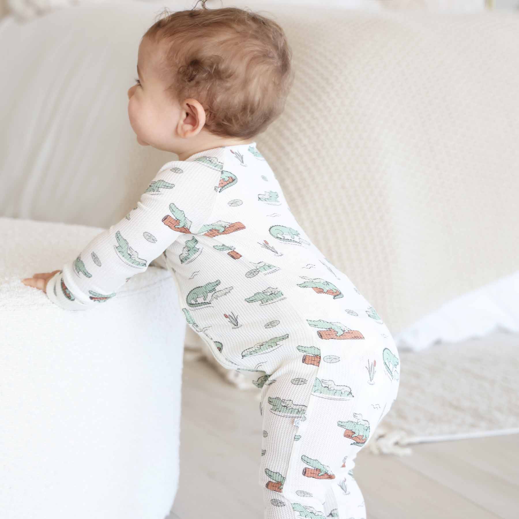 Later Gator Bamboo Waffle Convertible Zip Romper - Image 12