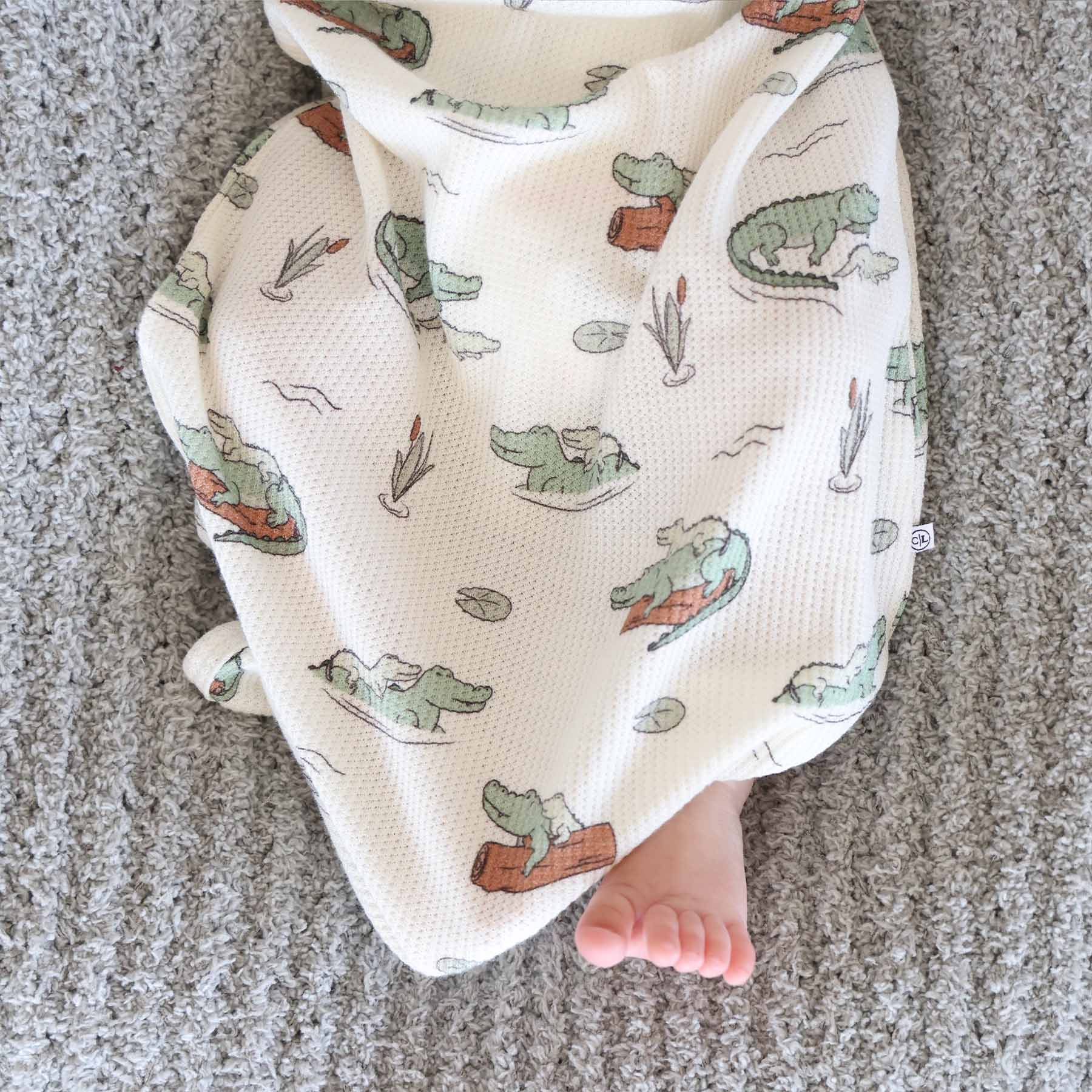 Later Gator Bamboo Waffle Newborn Baby Knot Gown & Hat Set - Image 5