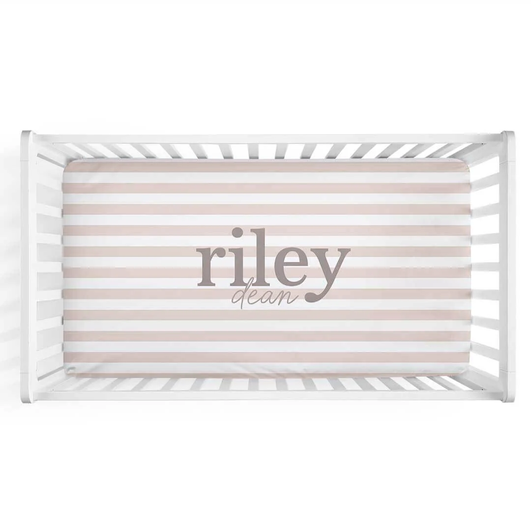 Latte Stripes Personalized Crib Sheet