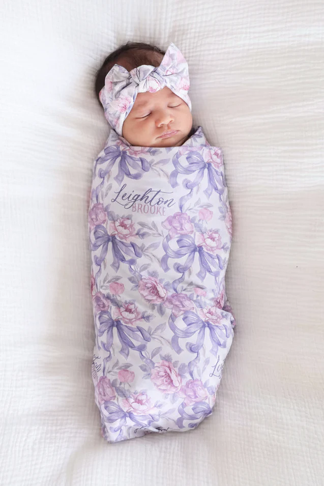 Leighton's Lavender Personalized Swaddle Blanket