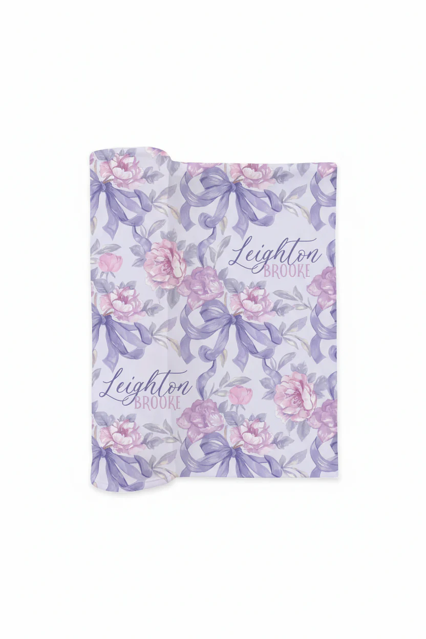 Leighton's Lavender Personalized Swaddle Blanket - Image 2
