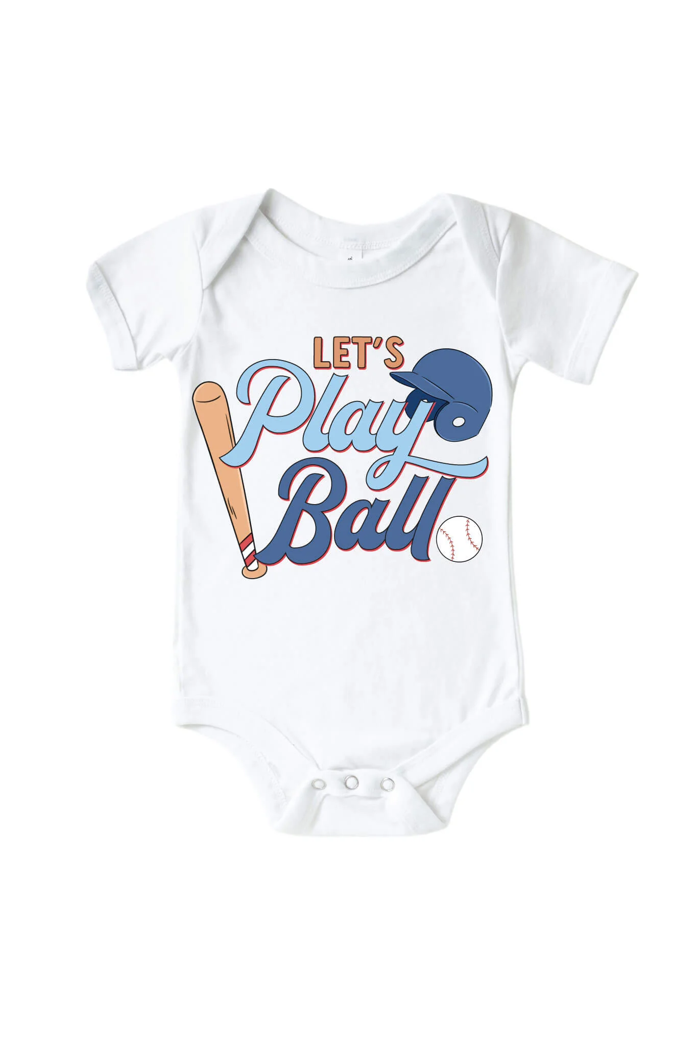 Let's Play Ball Blue Graphic Bodysuit & Kids Tee | White - Image 2