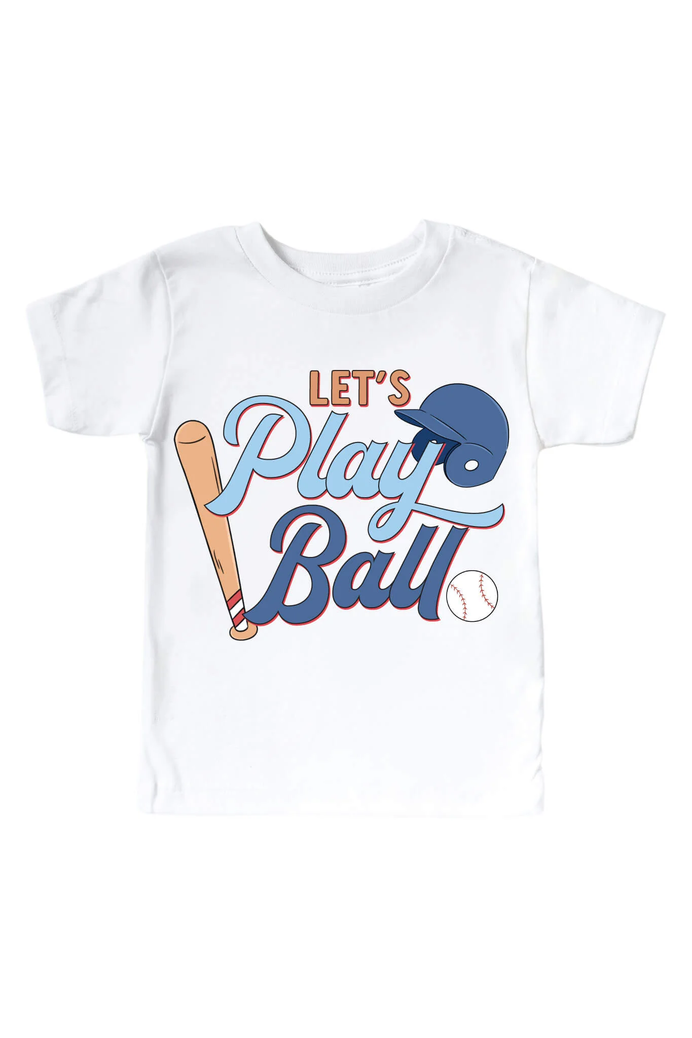 Let's Play Ball Blue Graphic Bodysuit & Kids Tee | White - Image 3
