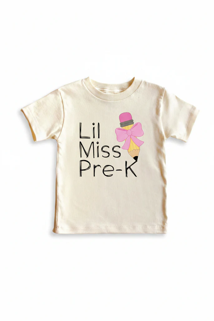 Lil Miss Pre-K Kids Graphic Tee | Natural - Image 2