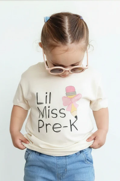 Lil Miss Pre-K Kids Graphic Tee | Natural - Image 3
