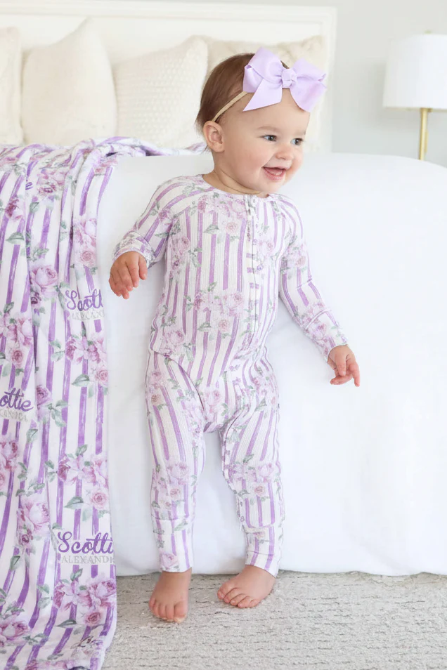 Lila's Lilacs Bamboo Waffle Convertible Zip Romper