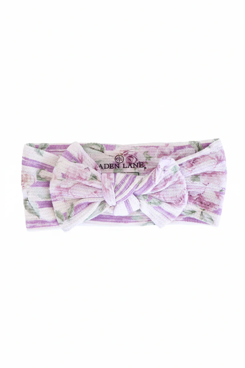 Lila's Lilacs Bamboo Waffle Knit Large Bow Headwrap