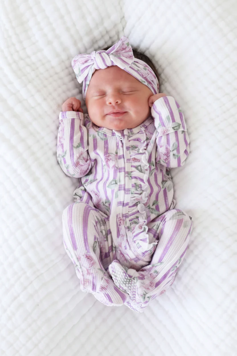 Lila's Lilacs Bamboo Waffle Knit Large Bow Headwrap - Image 2