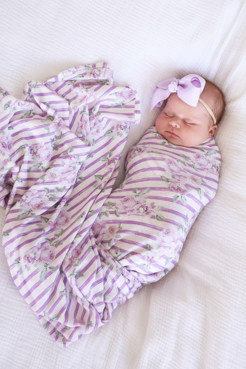 Lila's Lilacs Bamboo Waffle Oversized Swaddle Blanket