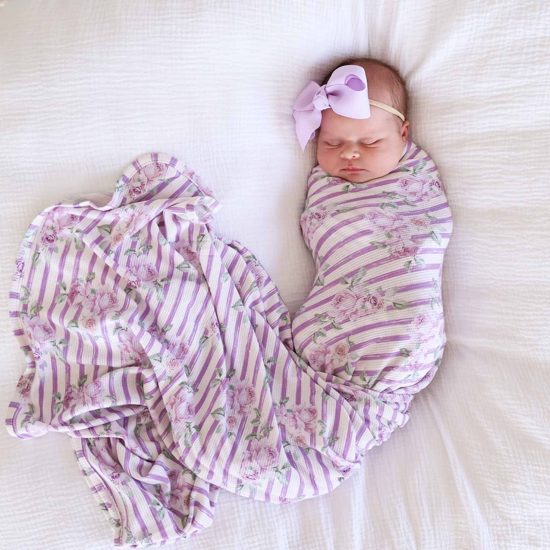 Lila's Lilacs Bamboo Waffle Oversized Swaddle Blanket - Image 3