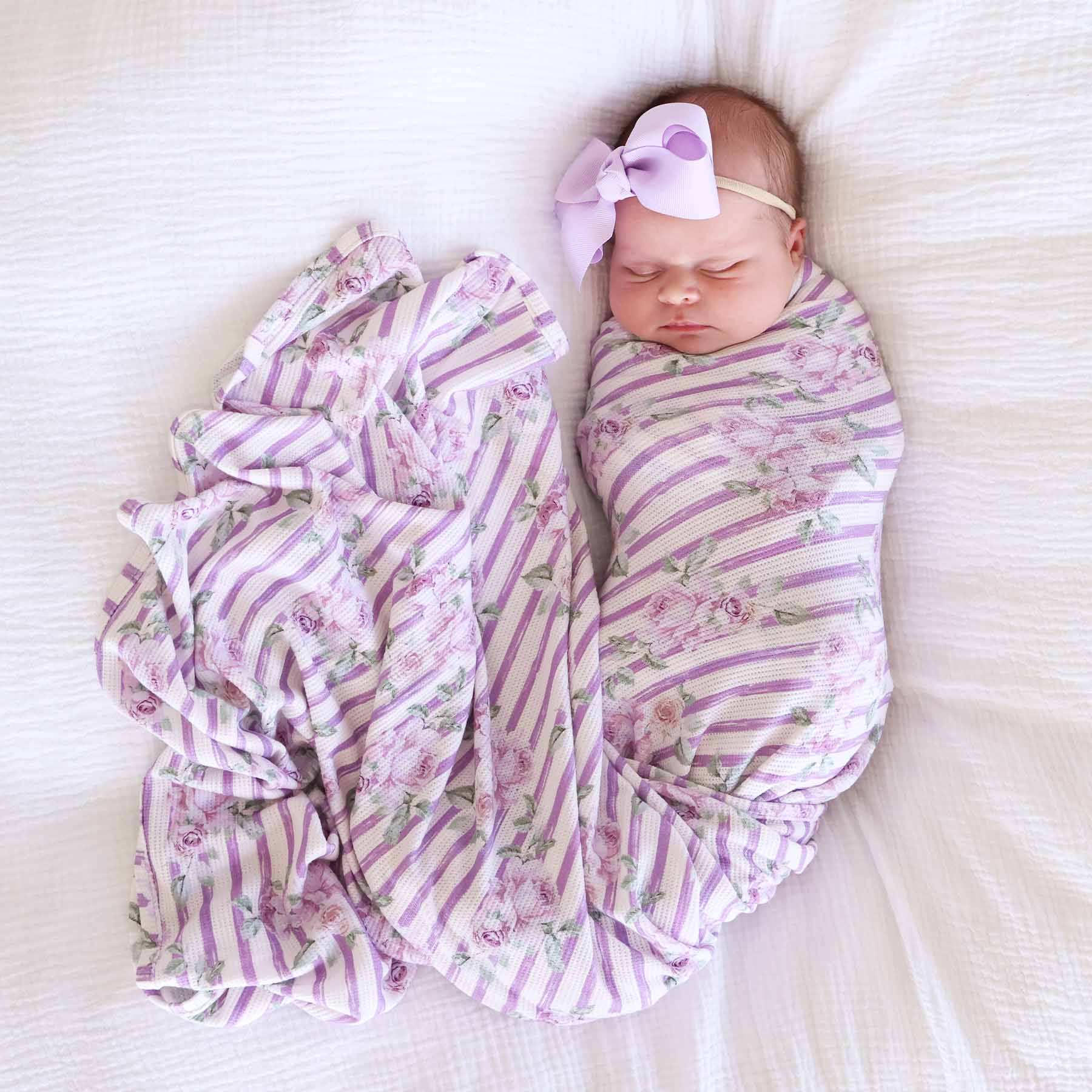 Lila's Lilacs Bamboo Waffle Oversized Swaddle Blanket - Image 4