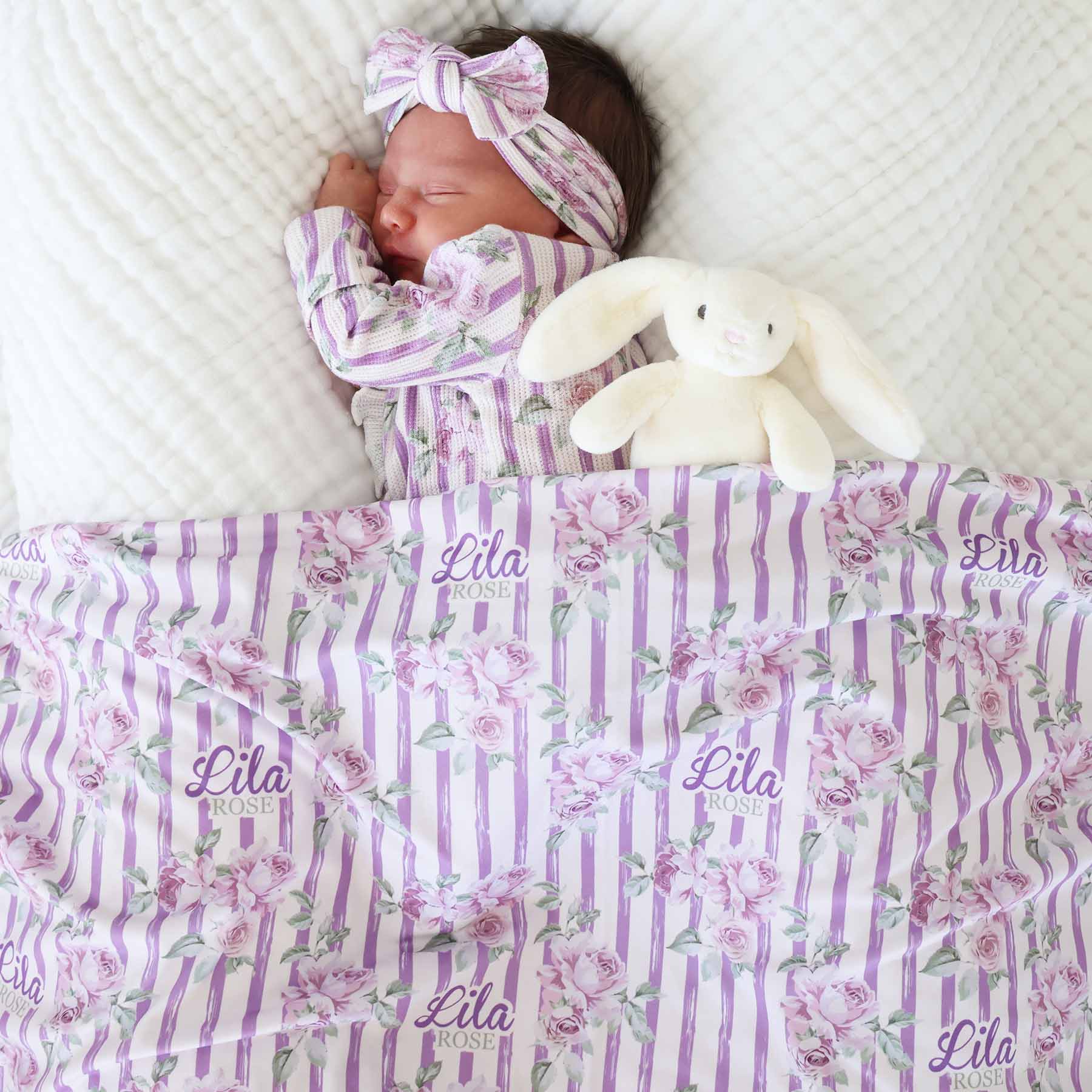 Lila's Lilacs Personalized Swaddle Blanket - Image 4
