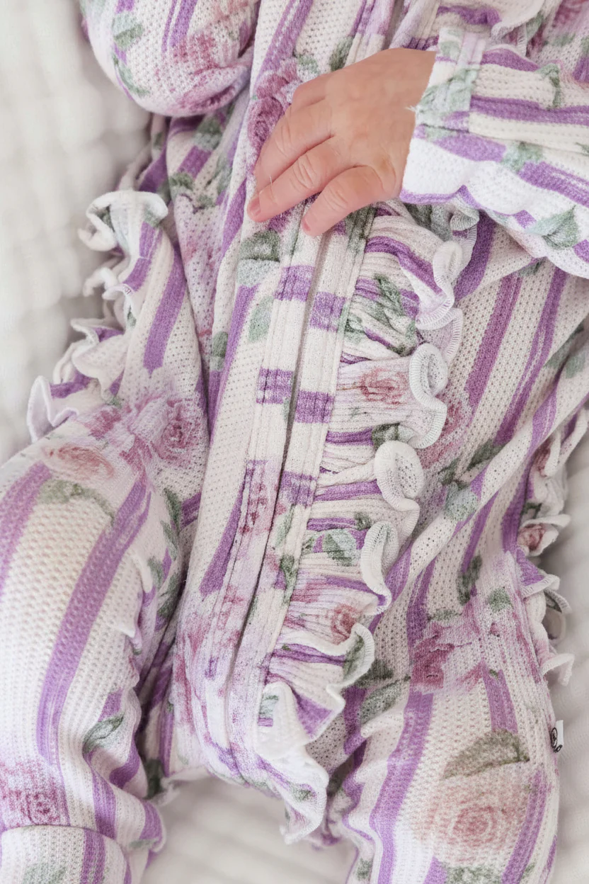 Lila's Lilacs Bamboo Waffle Ruffle Zipper Footie - Image 5