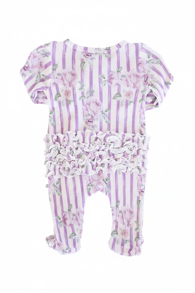 Lila's Lilacs Bamboo Waffle Ruffle Zipper Footie - Image 6