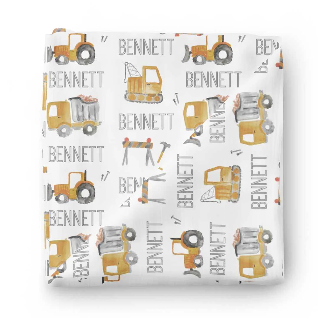Little Digger Personalized Baby Name Swaddle - Image 2