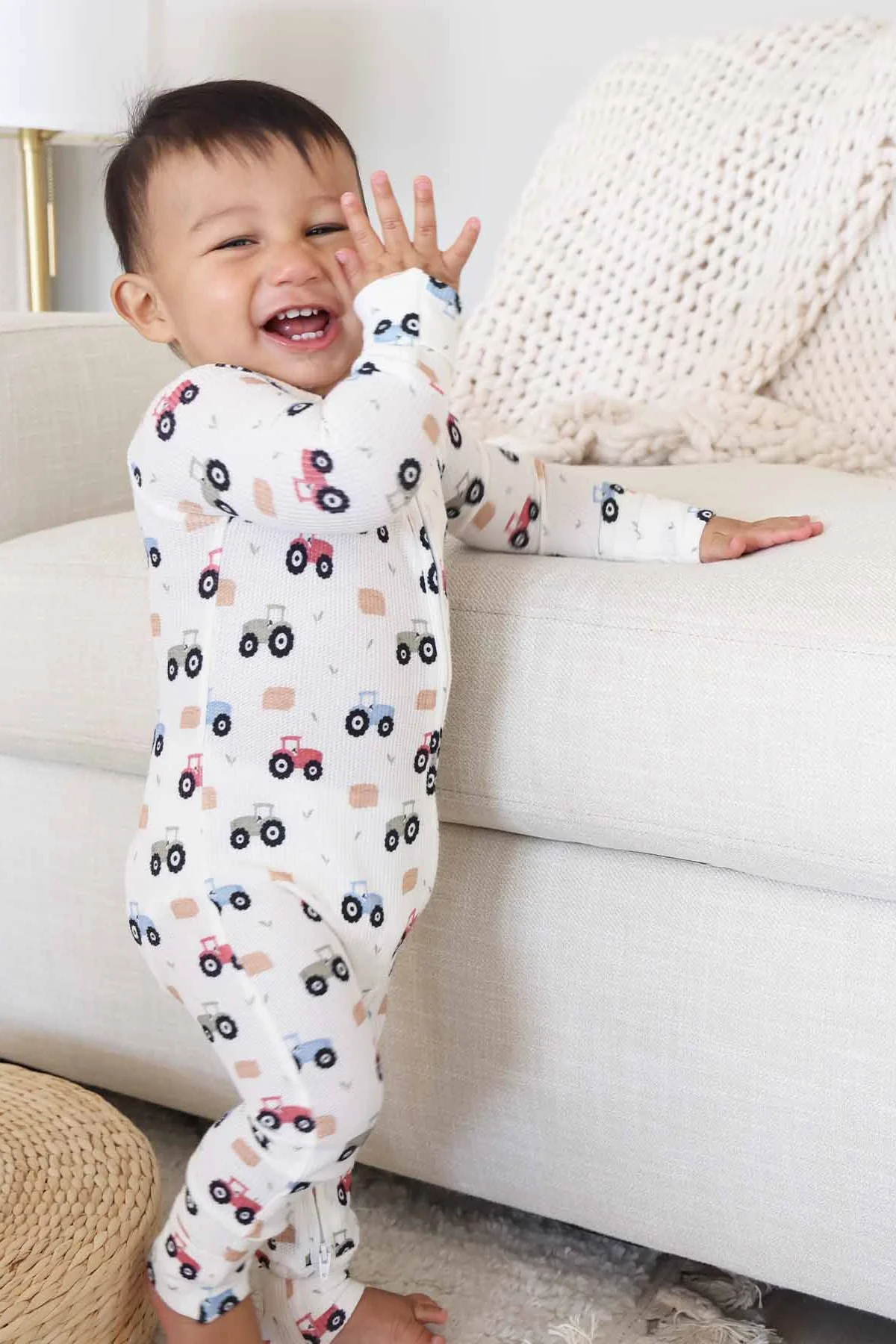 Little Farmer Bamboo Waffle Convertible Zip Romper - Image 11