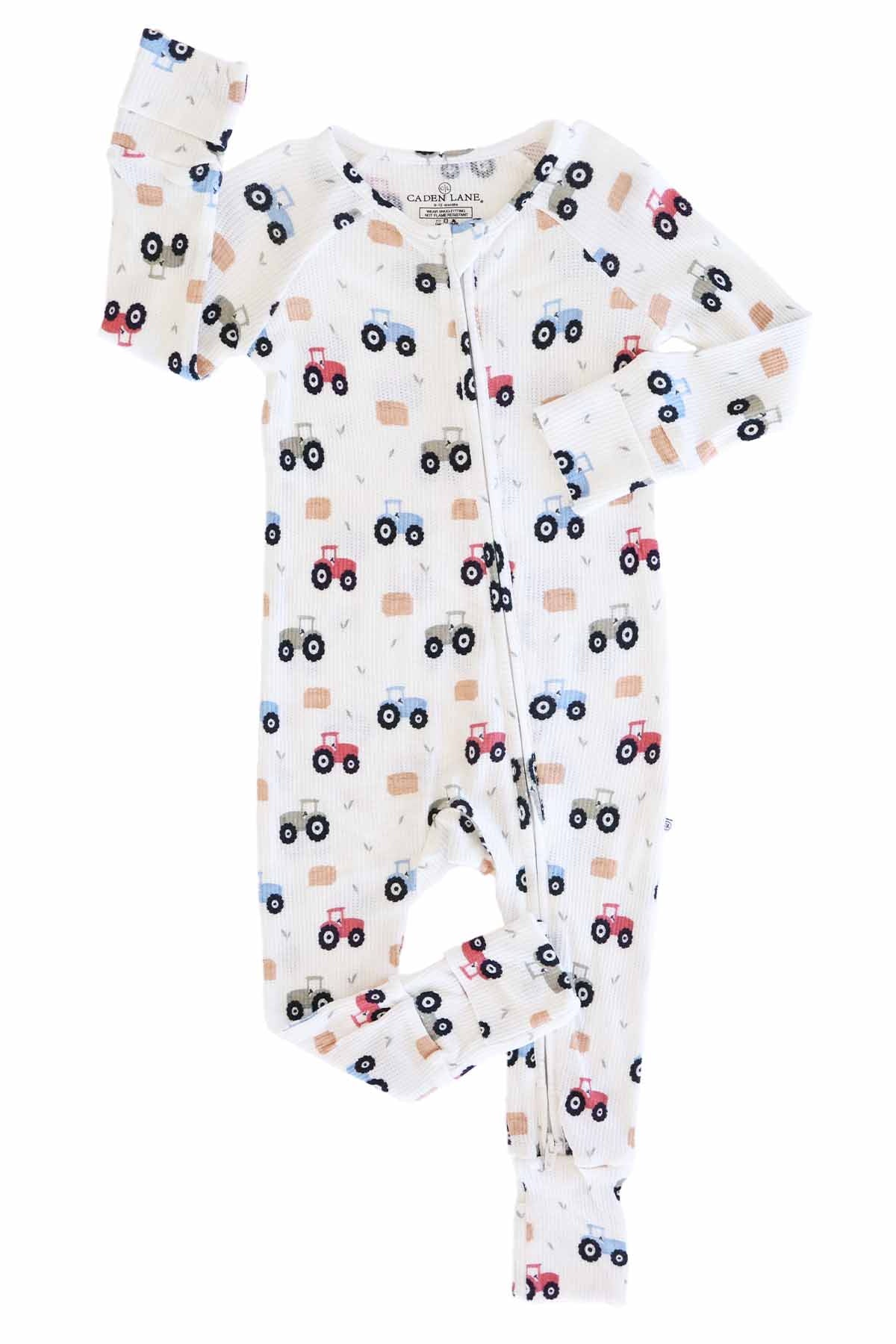 Little Farmer Bamboo Waffle Convertible Zip Romper - Image 2