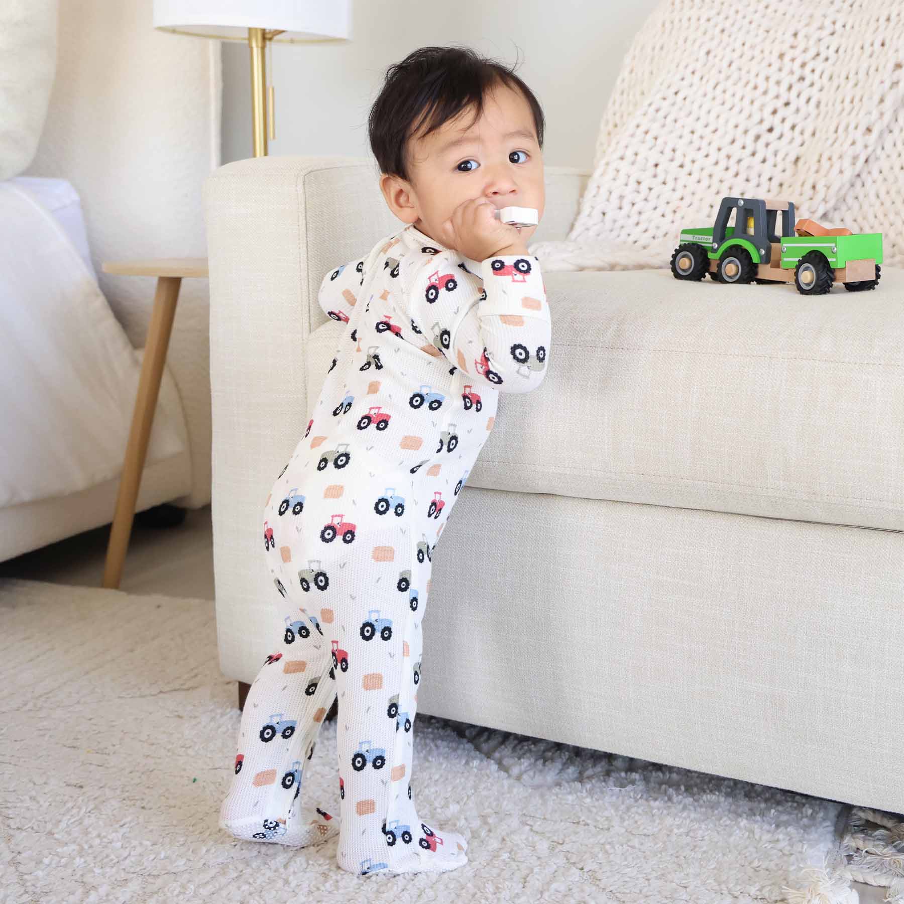 Little Farmer Bamboo Waffle Zipper Footie - Image 12