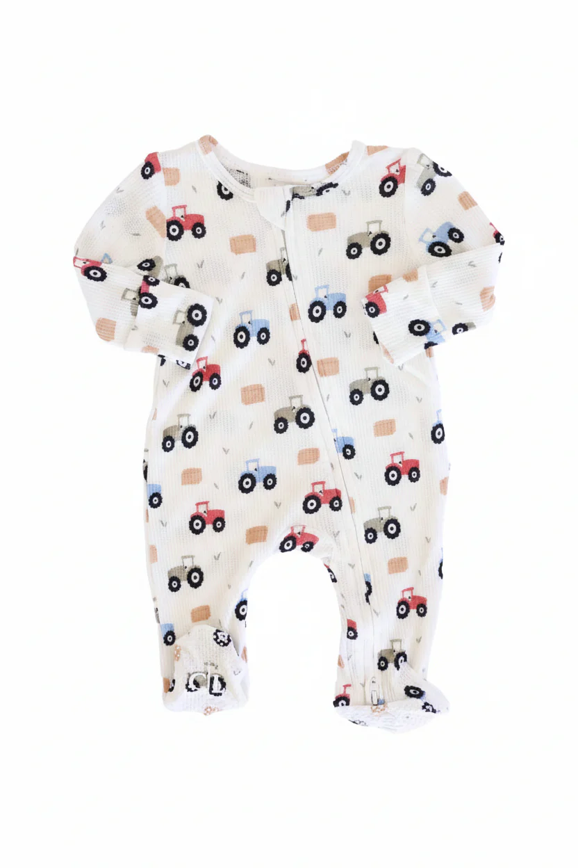 Little Farmer Bamboo Waffle Zipper Footie - Image 2
