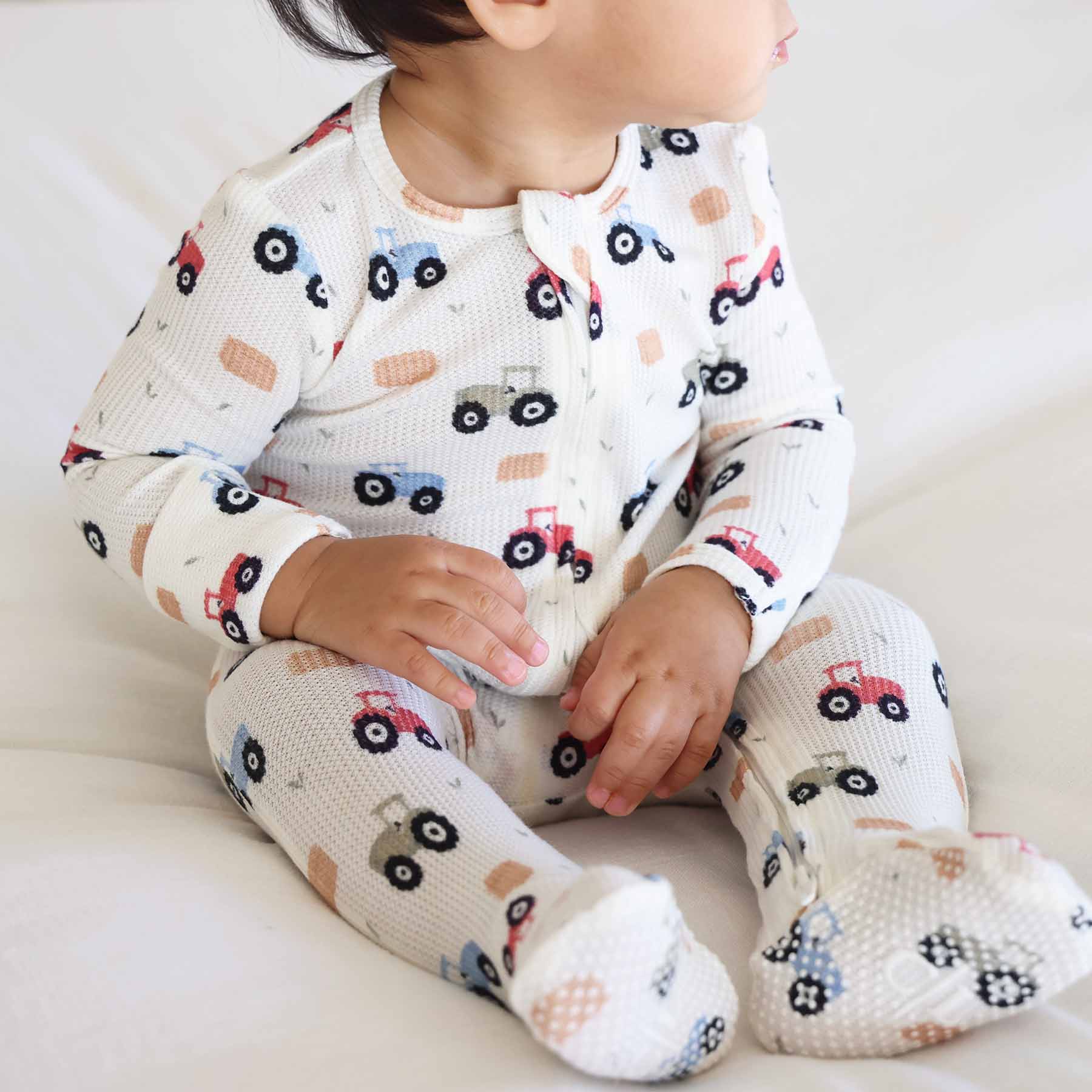 Little Farmer Bamboo Waffle Zipper Footie - Image 9
