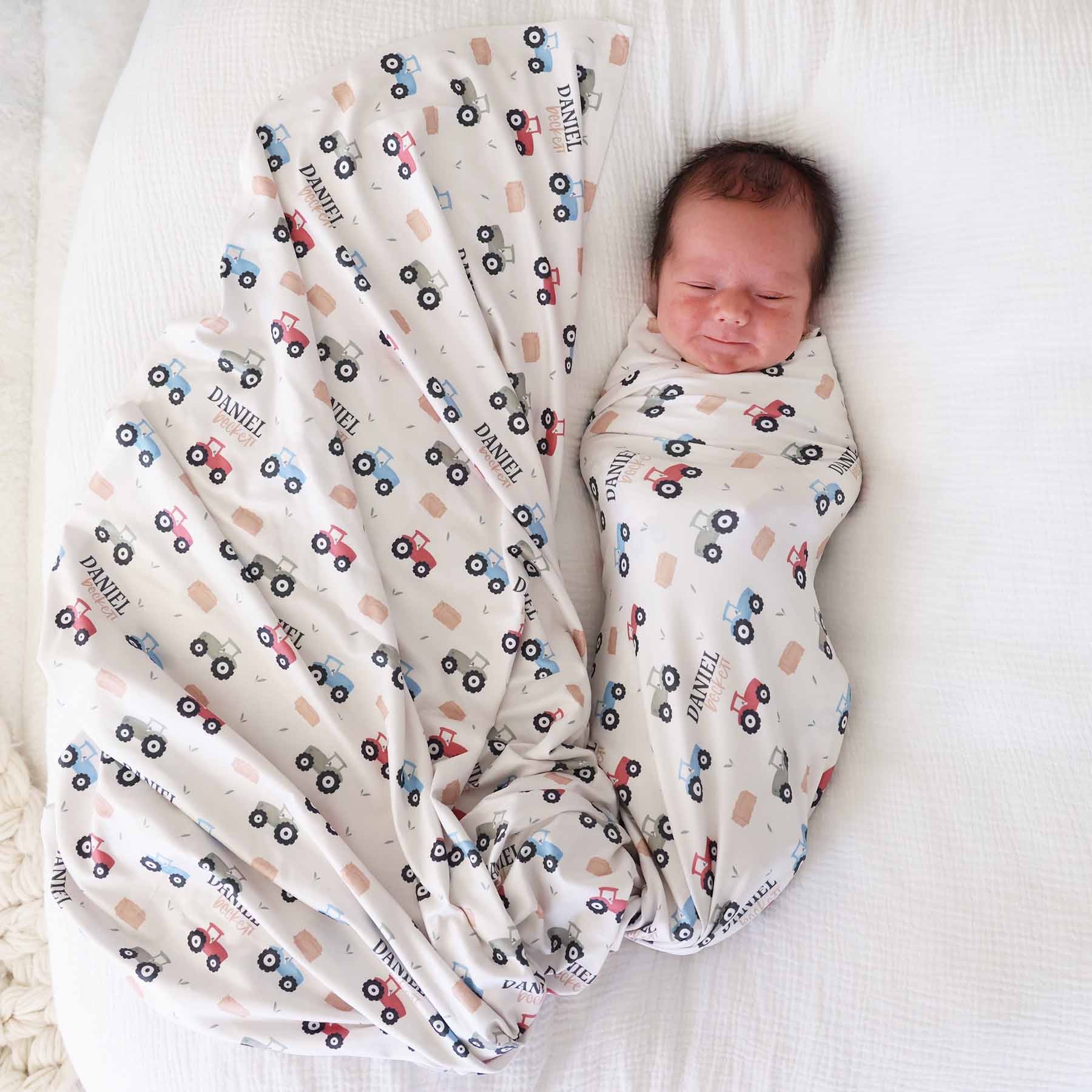 Little Farmer Personalized Swaddle Blanket - Image 3
