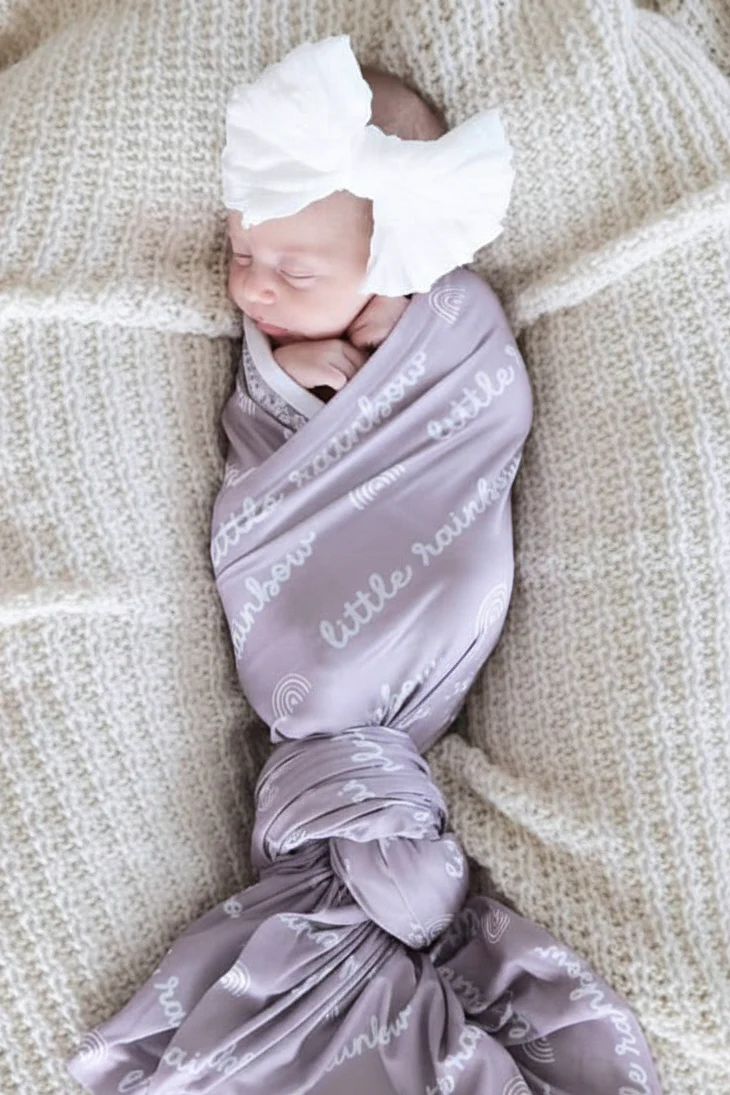 Little Rainbow Swaddle Blanket | Lilac - Image 3
