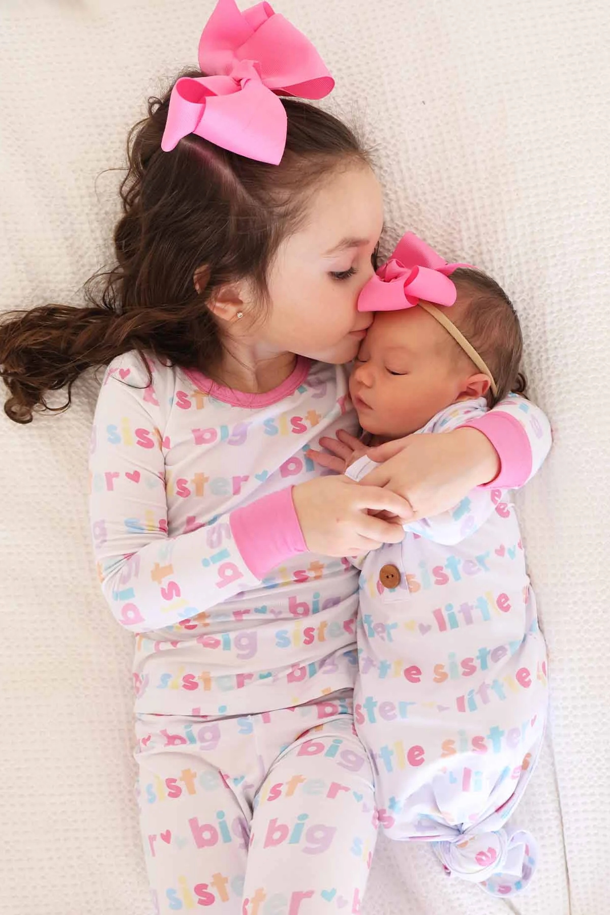Little Sister Newborn Baby Knot Gown & Hat Set - Image 5