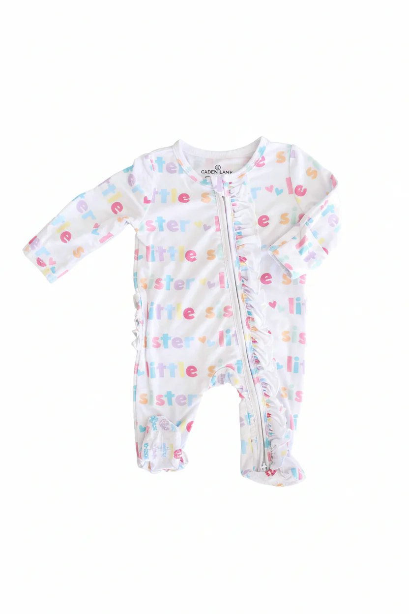 Little Sister Ruffle Zipper Footie - Image 2