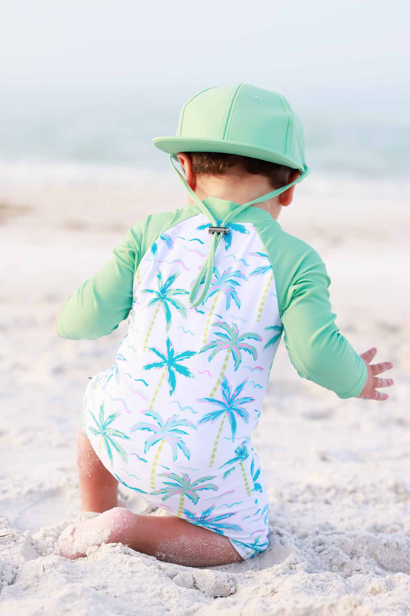 Long Sleeve Rash Guard Swim Romper Shortie | Blue Lagoon - Image 3