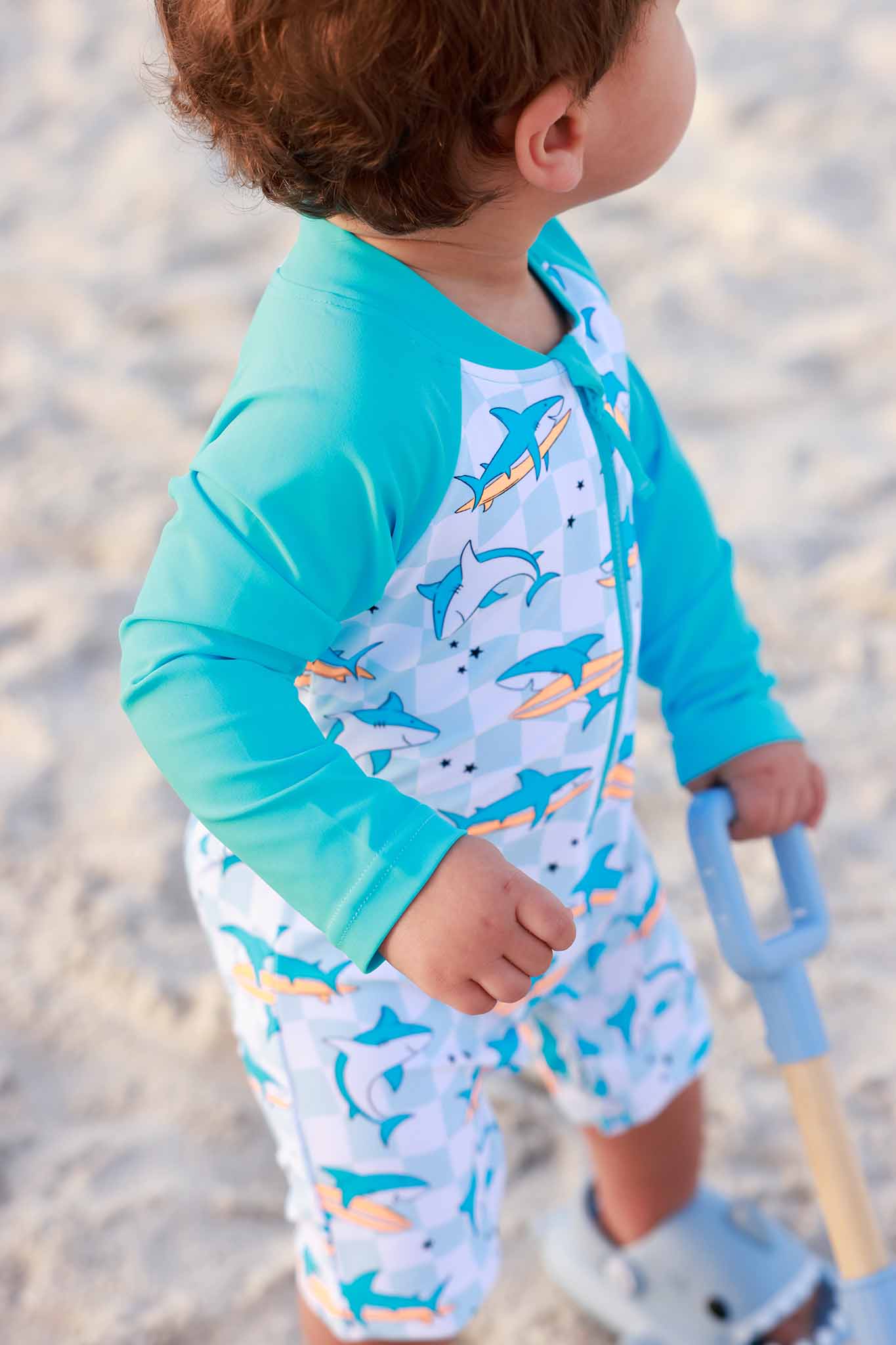 Long Sleeve Rash Guard Swim Romper Shortie | Totally Jawsome - Image 13