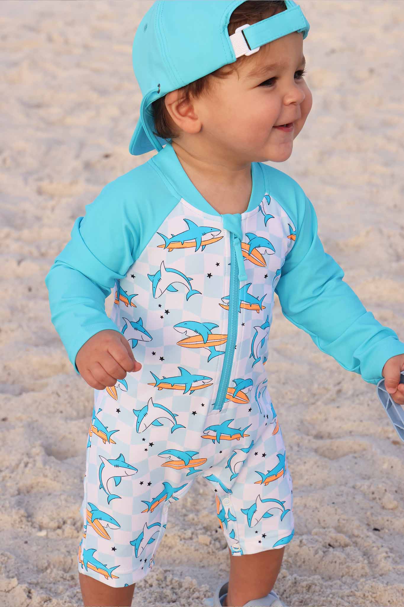 Long Sleeve Rash Guard Swim Romper Shortie | Totally Jawsome - Image 15