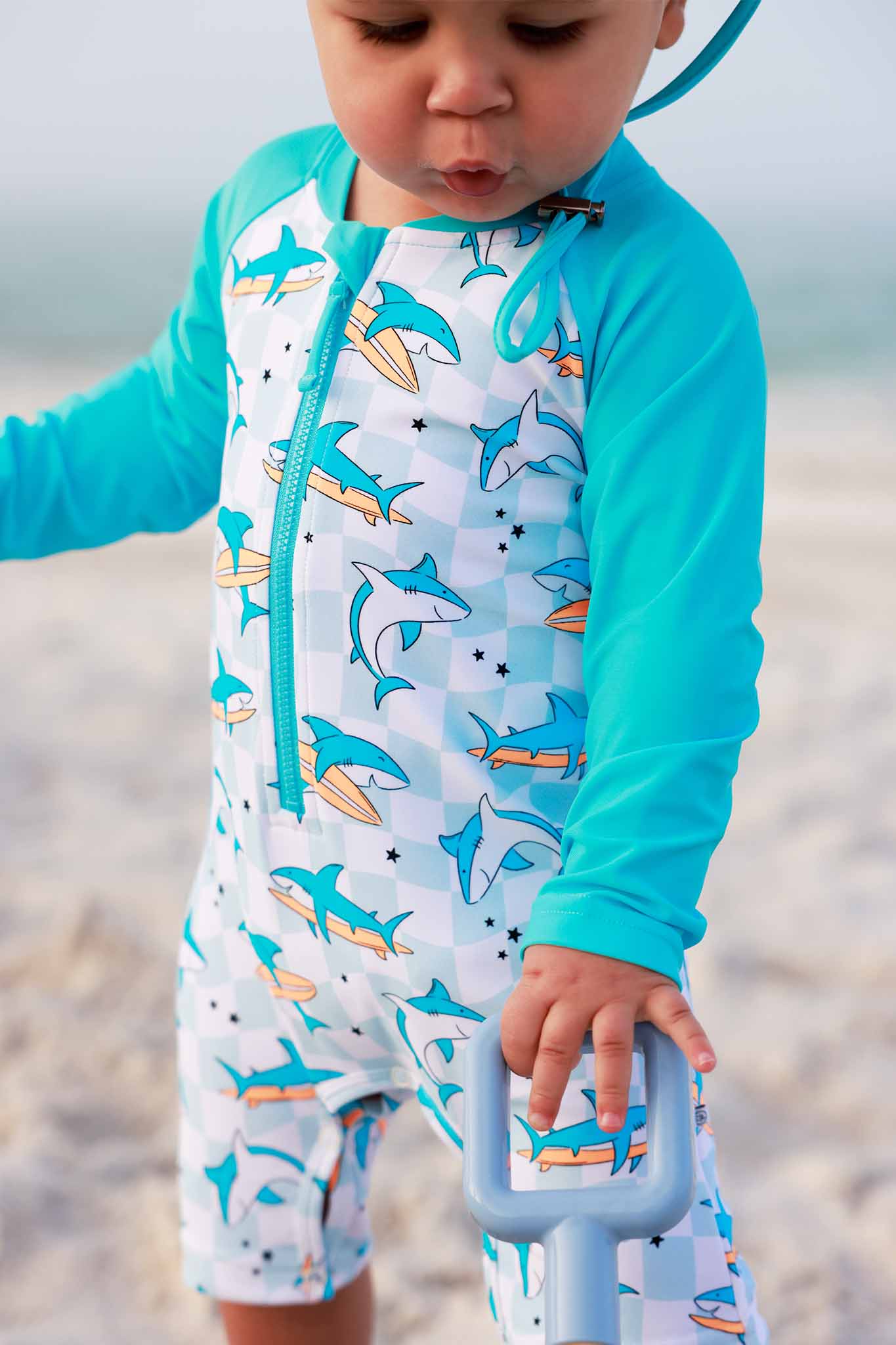 Long Sleeve Rash Guard Swim Romper Shortie | Totally Jawsome - Image 19