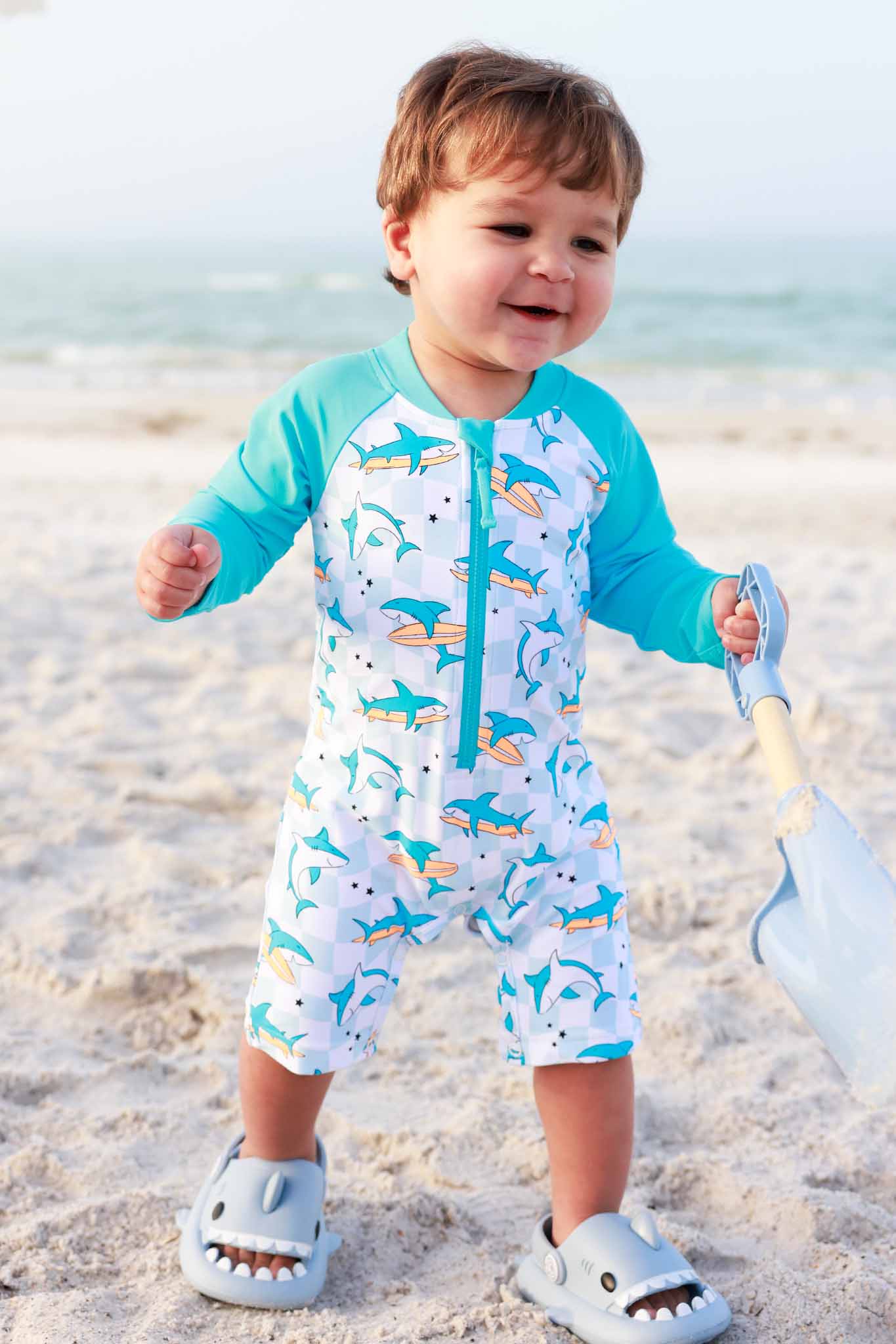 Long Sleeve Rash Guard Swim Romper Shortie | Totally Jawsome - Image 6