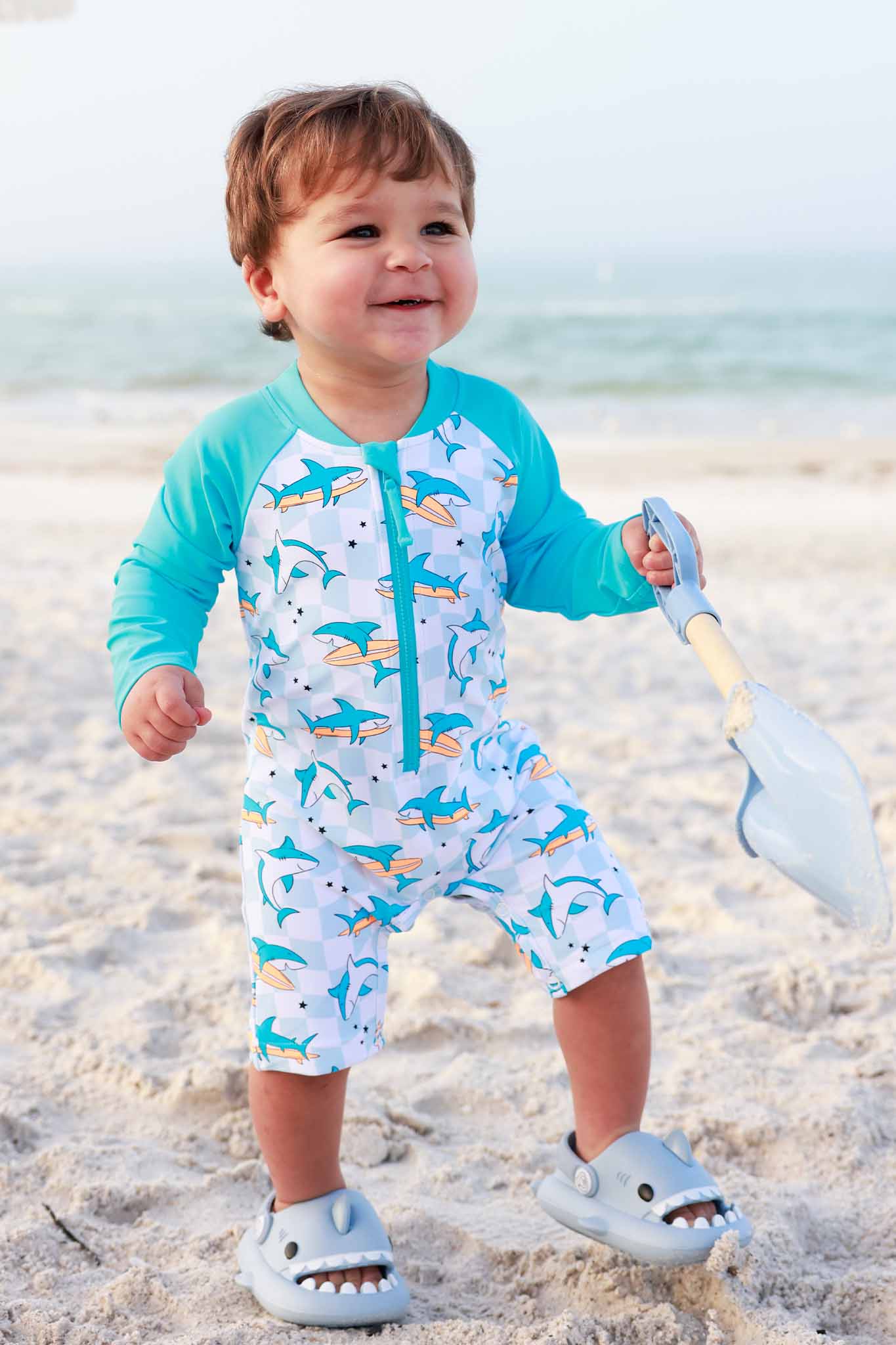 Long Sleeve Rash Guard Swim Romper Shortie | Totally Jawsome - Image 9