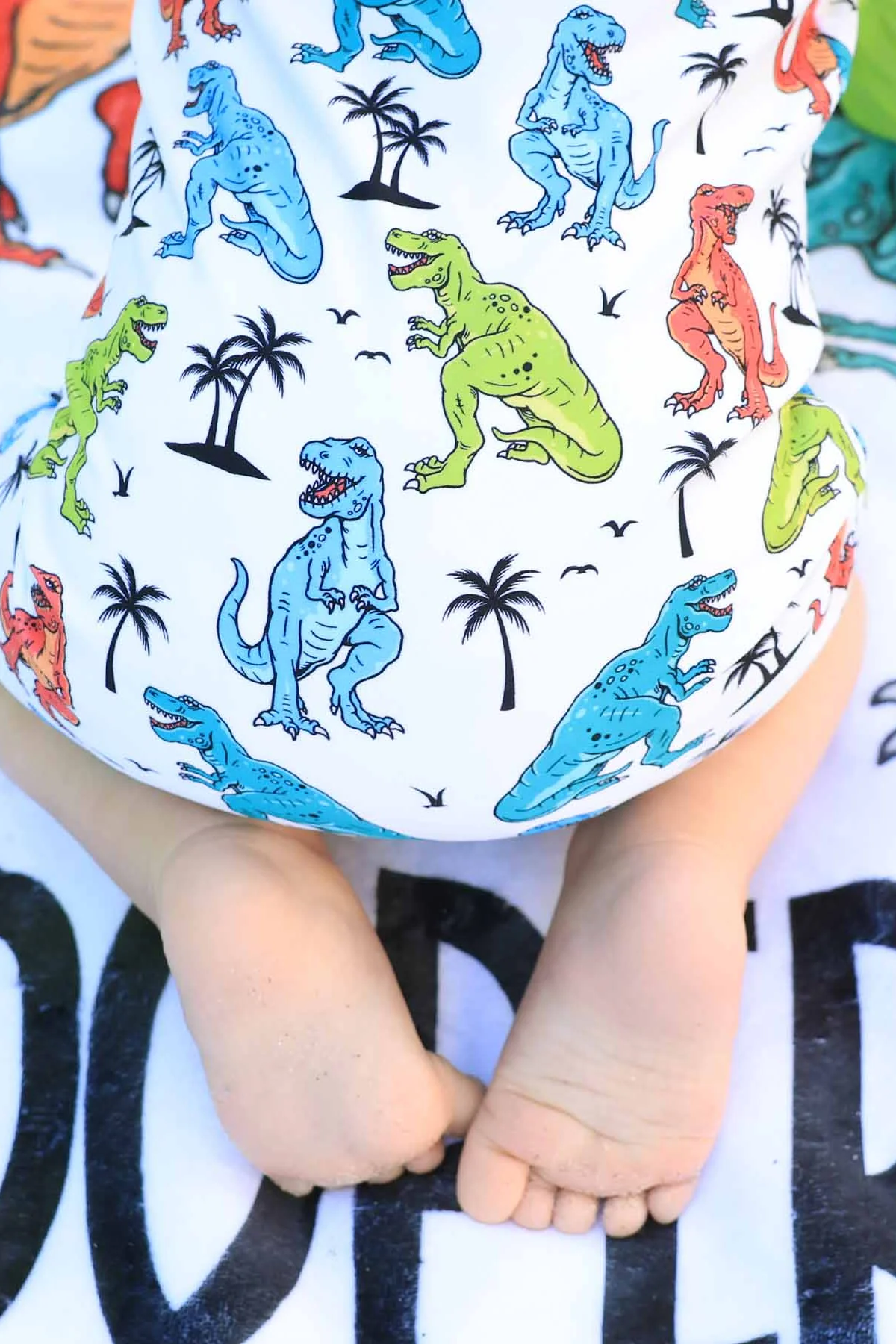 Long Sleeve Rash Guard Swim Romper Shortie | Tropical T-Rex - Image 16