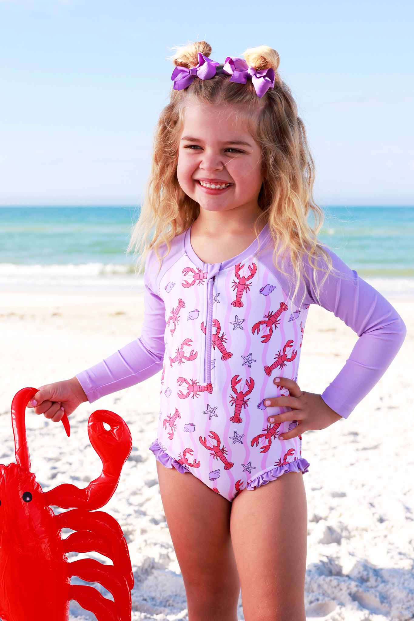 Long Sleeve Rash Guard with Front Zipper | Pinch Me Pink - Image 11
