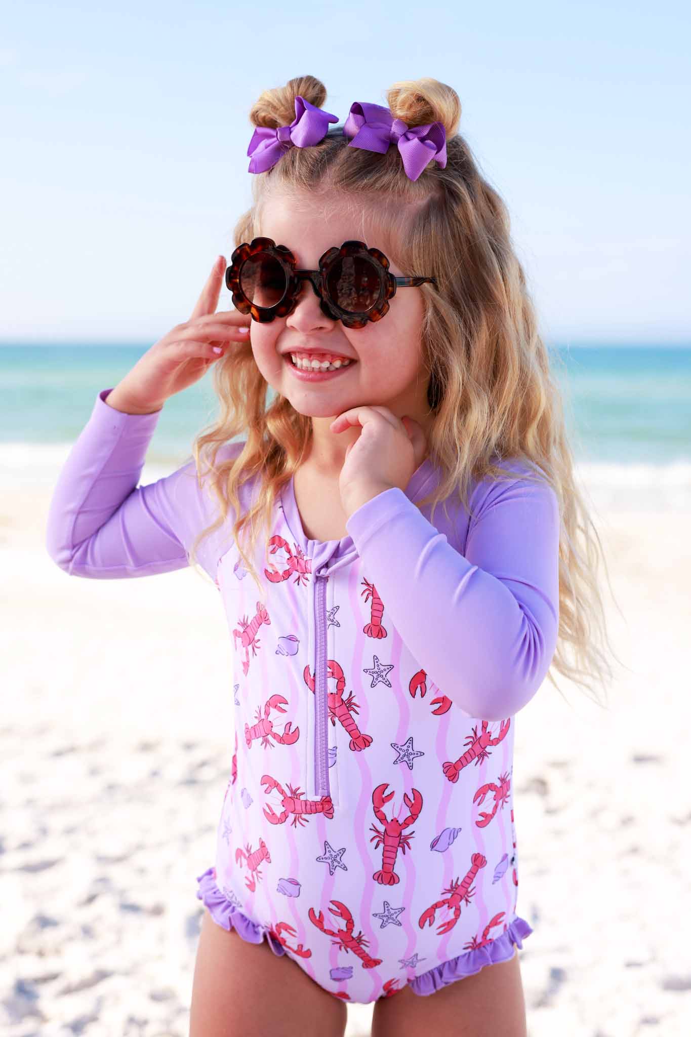 Long Sleeve Rash Guard with Front Zipper | Pinch Me Pink - Image 12