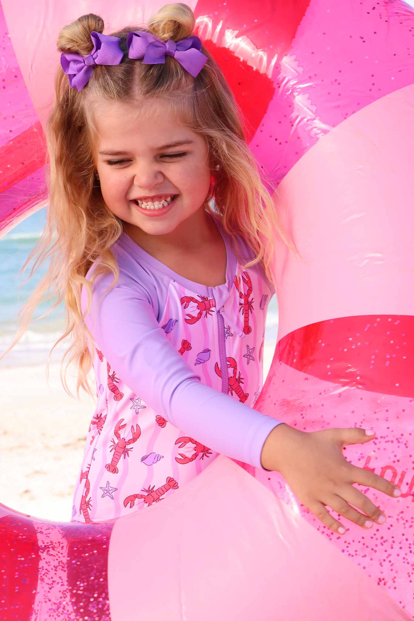 Long Sleeve Rash Guard with Front Zipper | Pinch Me Pink - Image 13