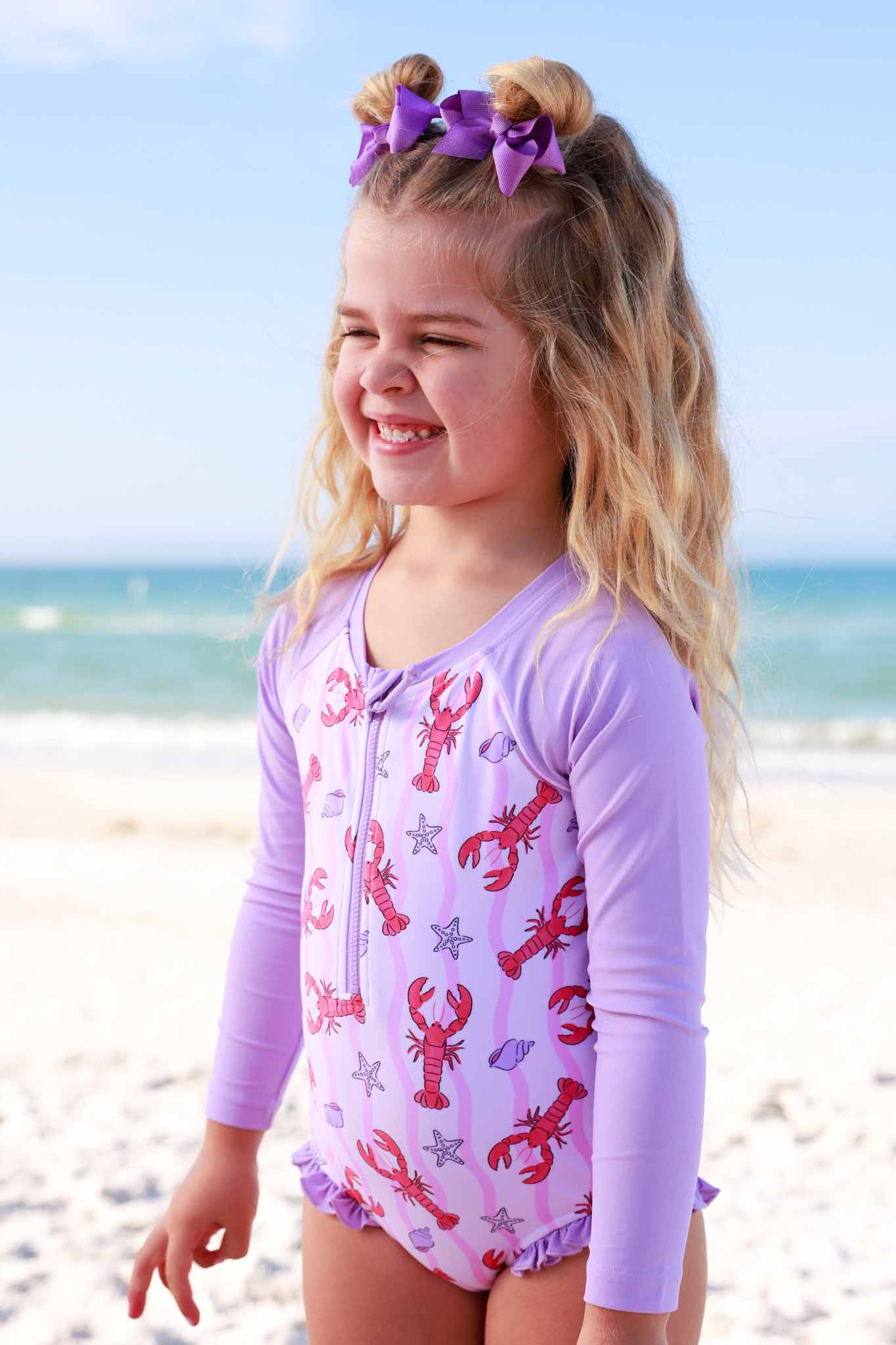 Long Sleeve Rash Guard with Front Zipper | Pinch Me Pink - Image 15