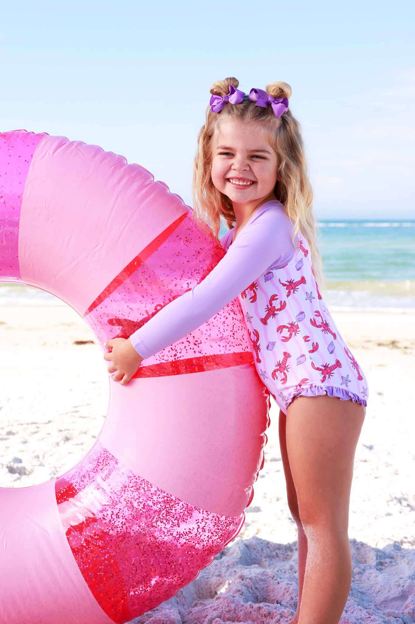 Long Sleeve Rash Guard with Front Zipper | Pinch Me Pink - Image 16